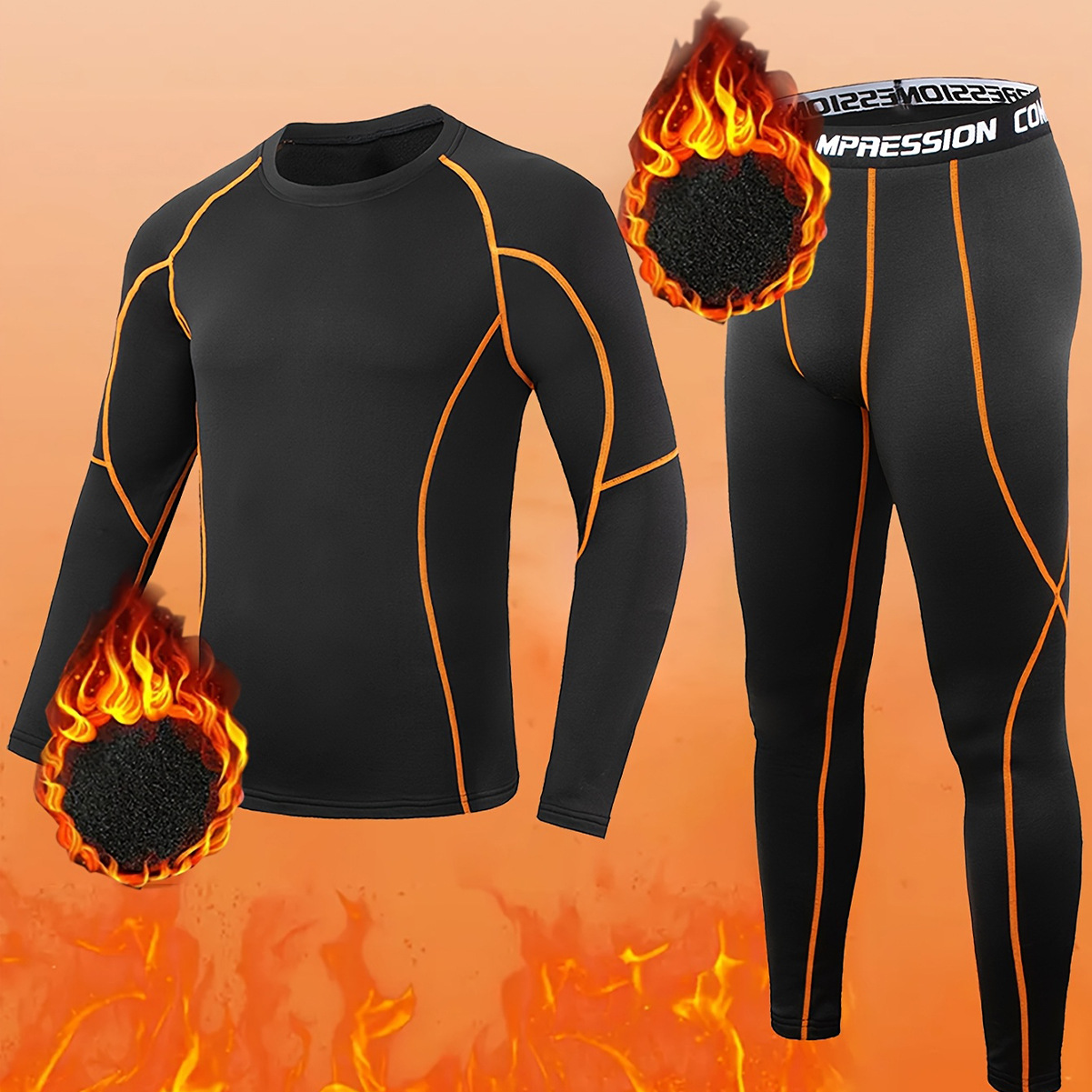 Compression Long Pant - Conjunto de 2 Peças de Fleece